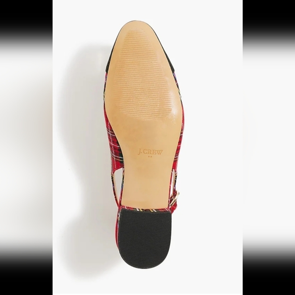 J. Crew Elegant Tartan Slingback Heels in Red and Black - Picture 5 of 7